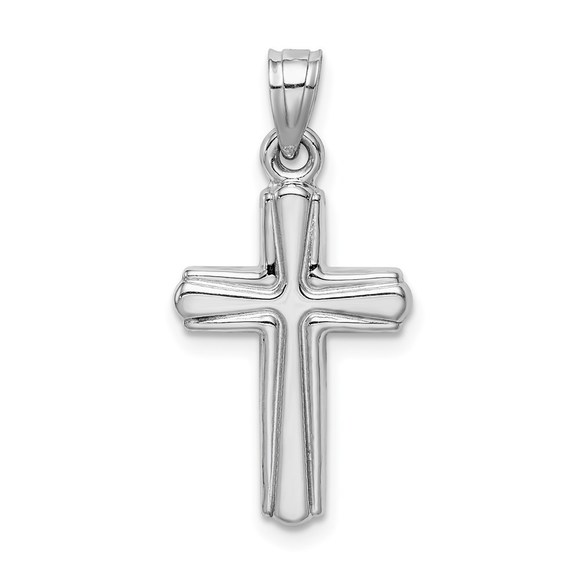 Million Charms 925 Sterling Silver Rhodium-plated Hollow Crucifix Pendant - Picture 3 of 4